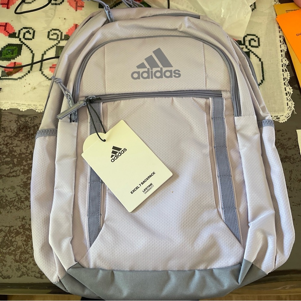 Adidas Excel 7 Unisex OSFA 15" Laptop Backpack Silver Dawn Grey Violet Purple